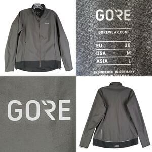Gore Bike Wear Jacket Mens Medium Windstopper Windbreaker Zip Black Gray